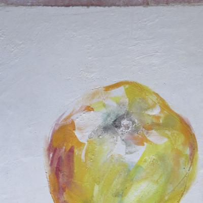 Isabelle Bonzom, Pomme, Apple, buon fresco sur tuile, buon fresco on tile
